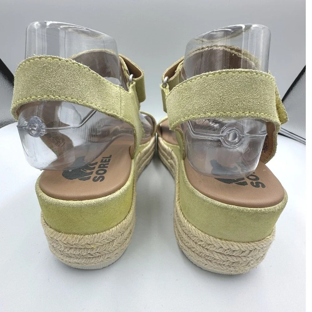 Sorel Cameron Espadrille Sandals Women's 9.5 Neon Green Yellow NL 4014-757‎ READ